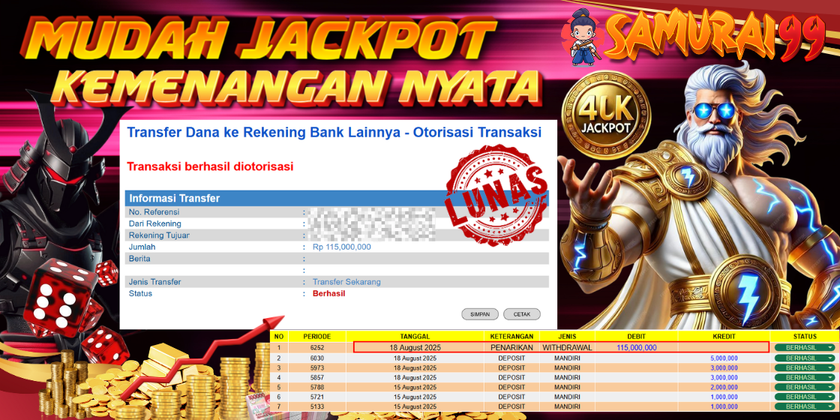 JACKPOT PAUS HARI INI DI SAMURAI99